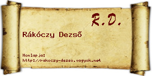 Rákóczy Dezső névjegykártya