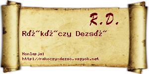 Rákóczy Dezső névjegykártya